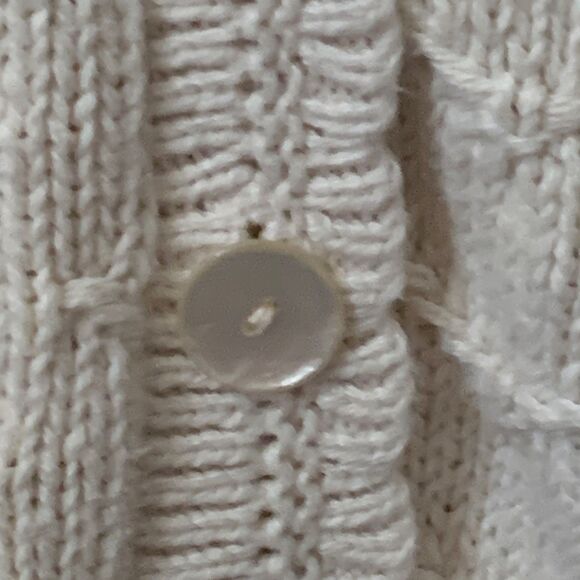 Vintage Womens Cardigan XL Ivory 70s 80s Long Sleeve V-Neck Textured David Brett - Picture 3 of 12